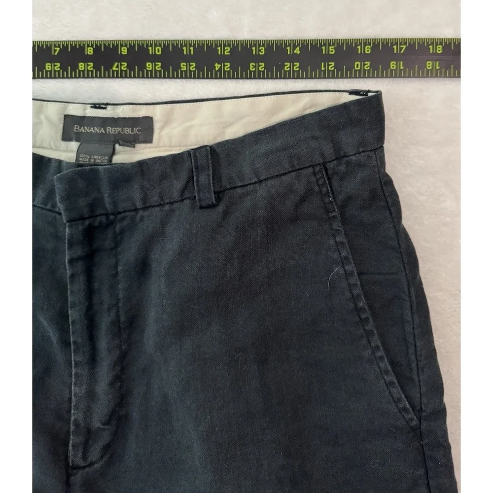 Banana Republic Chino Pants Mens Casual 32x31 Navy Blue 100% Linen Flat-Front
